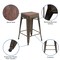 Merrick Lane Brooklyn 24 Inch Tall Stackable Metal Bar Counter Stool With Textured Elm Wood Seat In Set Of 4